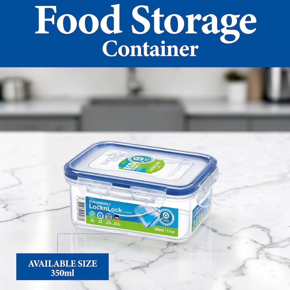image 1 of LocknLock Classic Rectangular Food Storage Container Airtight BPA Free 350ml