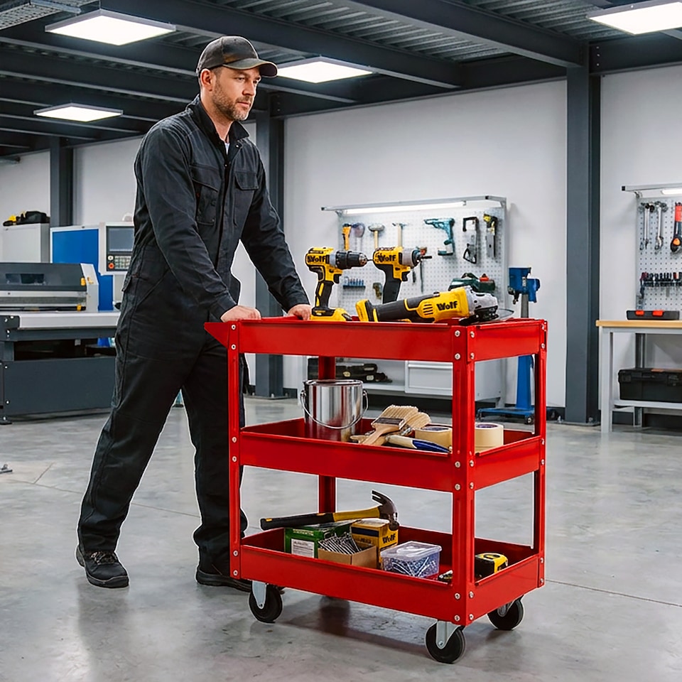 image 1 of 3 Tier Heavy Duty Service Cart Workshop Garage Tool Wolf