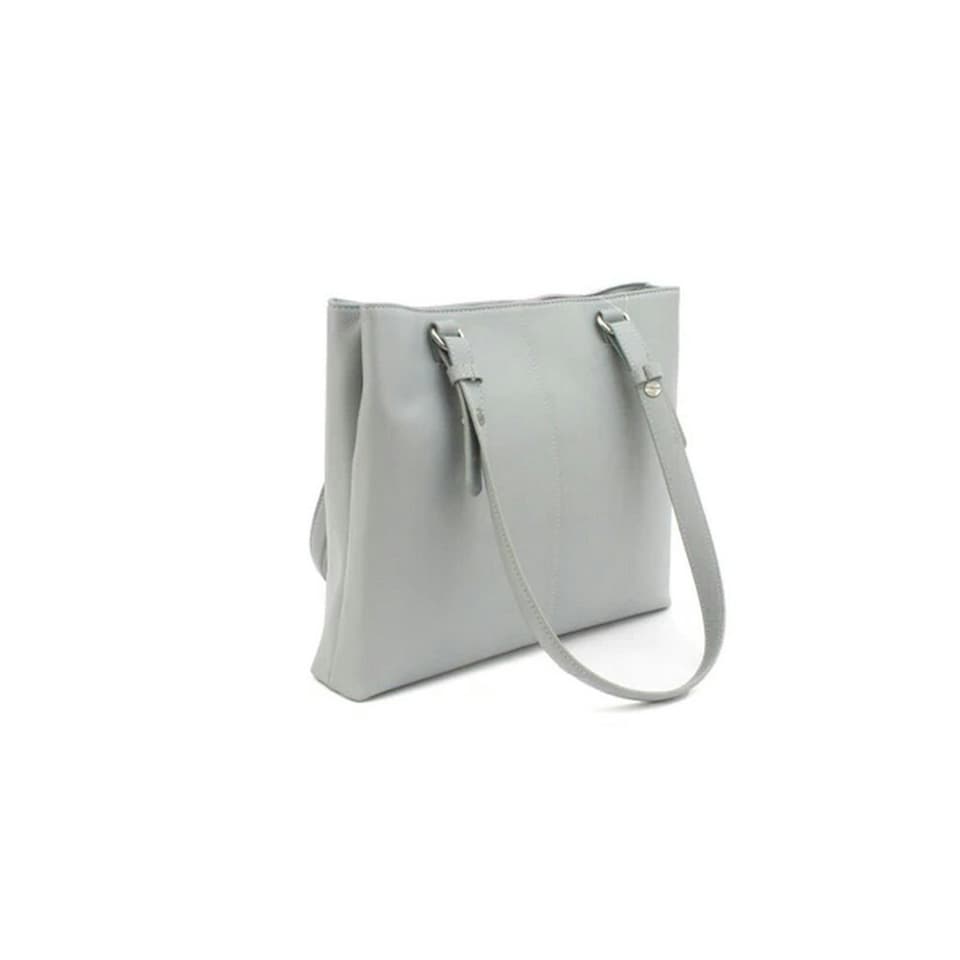 image 1 of Eastern Counties Leather Alice Contrast Panel Leather Handbag - Grey/Blush - One Size | Grey