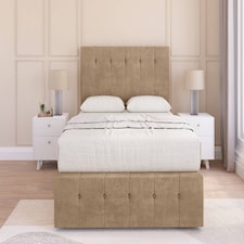 Sloomy Cambridge Mink Naples Divan Bed Base No Drawers With 54 Inch Floor Standing Headboard & 12 Inch Matching Footboard | Brown | Mink | King | 1