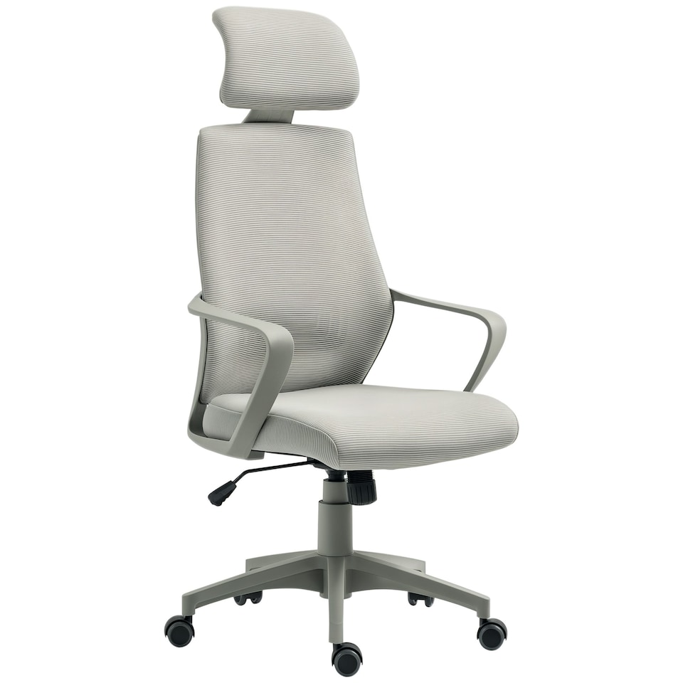 image 1 of Vinsetto Mesh Back Office Chair w/ Adjustable Height Padded Headrest Grey