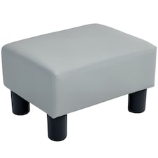 HOMCOM FauLeather Footstool, Small Foot Rest, Rectangle Sofa Stool for Bedroom Living Room, Grey | Grey | 1