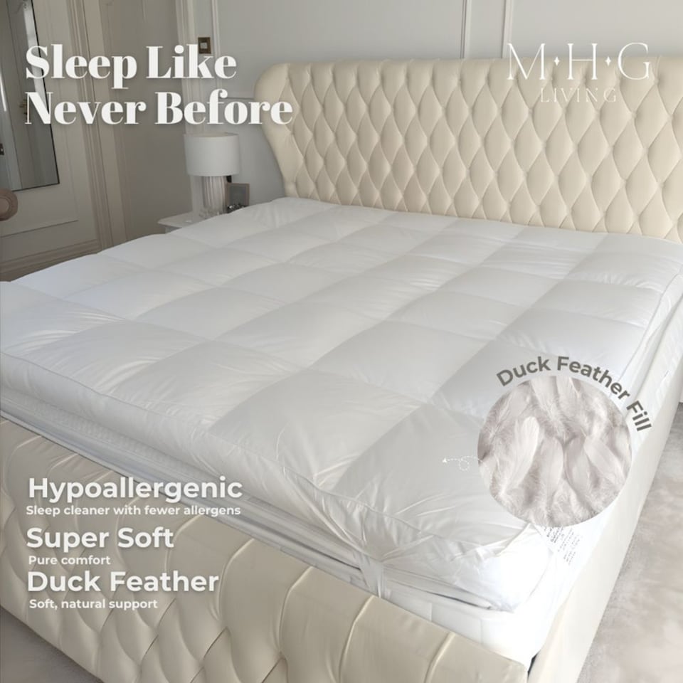 image 1 of MHG Living Duck Feather Down-Proof T233 100% Cotton Cover Mattress Topper - Single