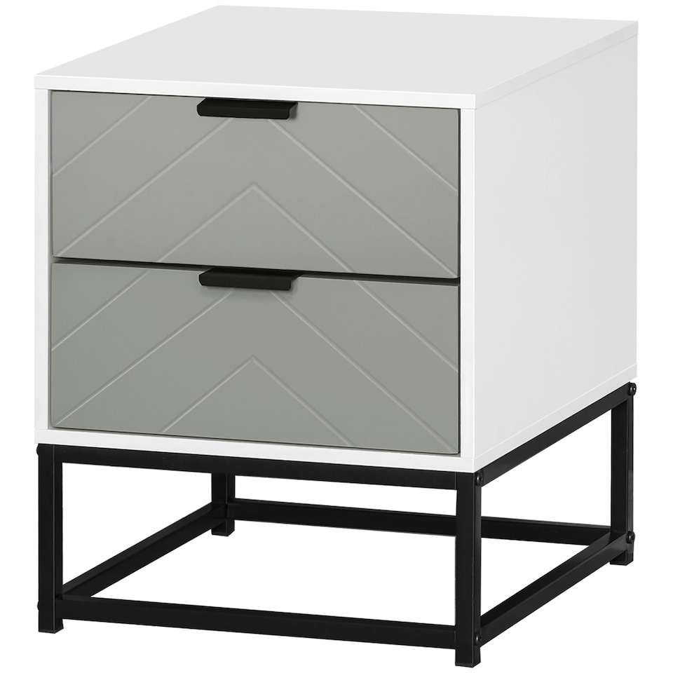 image 1 of HOMCOM Bedside Cabinet with Metal Base and 2 Drawer Storage