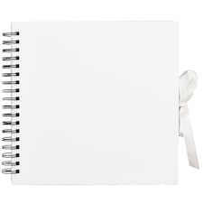 ARPAN Spiral Bound Scrapbook Album – 50 Sheets / 100 Pages, 200 GSM Thick Paper – DIY Photo Album Memory Book with Ribbon Closure (26 x 25.5 cm) for Wedding, Baby, Travel, Artwork & Scrapbooking