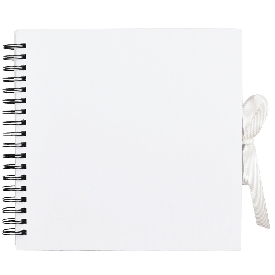 image 1 of ARPAN Spiral Bound Scrapbook Album – 50 Sheets / 100 Pages, 200 GSM Thick Paper – DIY Photo Album Memory Book with Ribbon Closure (26 x 25.5 cm) for Wedding, Baby, Travel, Artwork & Scrapbooking