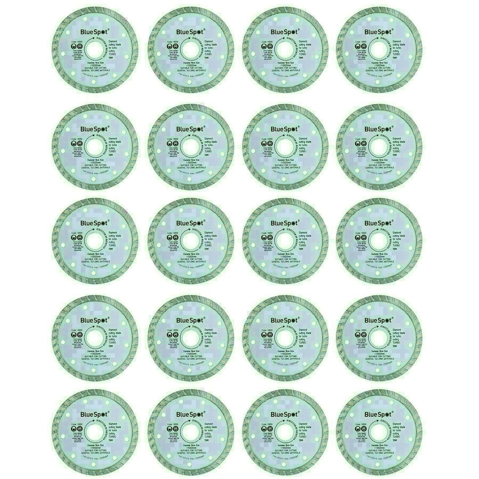 image 1 of 115mm 4.5" 1.2mm Turbo Diamond Ceramic Tile Cutting Disc for Angle Grinders 20pk