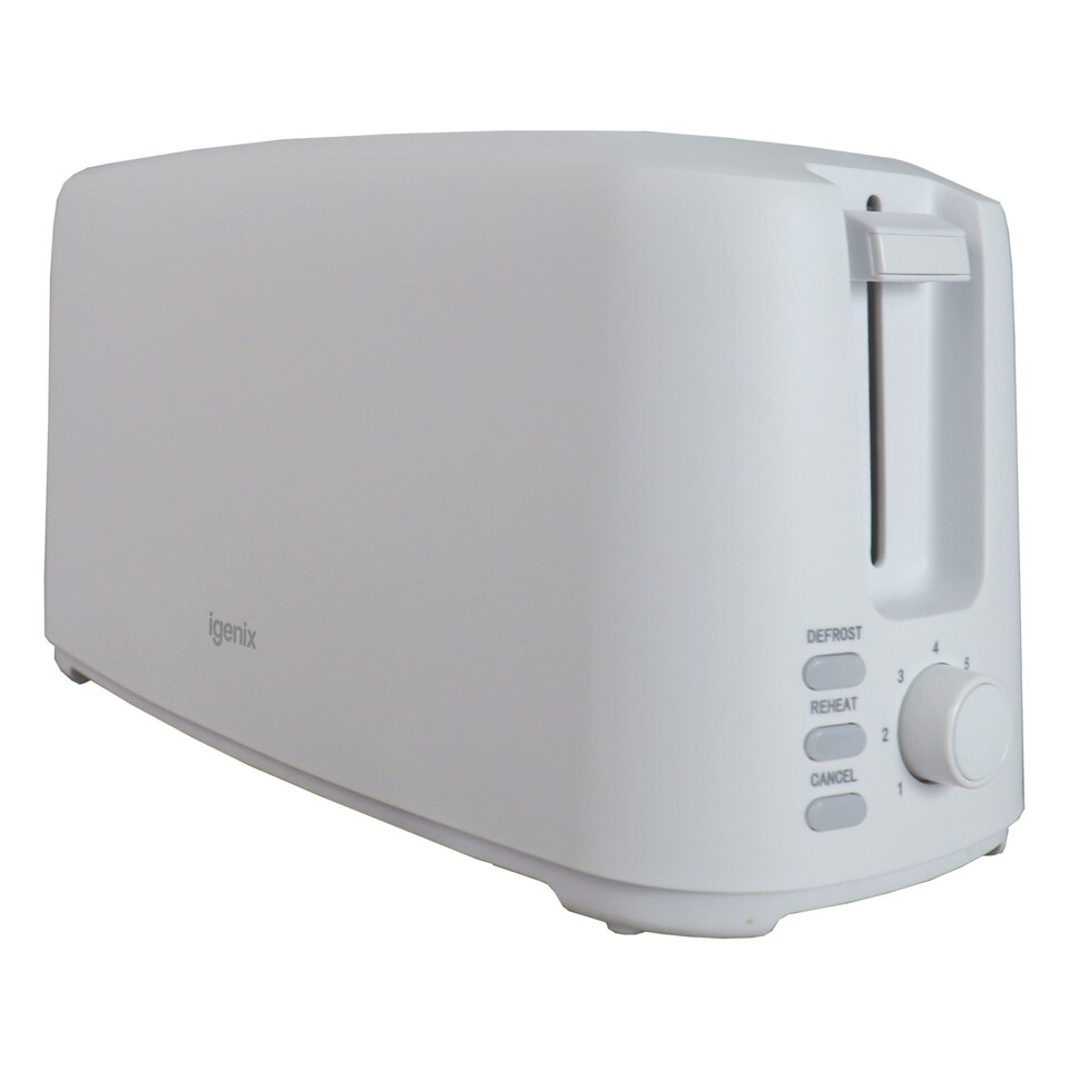 image 1 of Igenix IGT0420W, 4 Slice Long Slot Toaster, Matte White