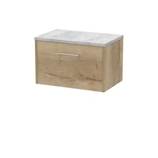 Balterley Winshill Contemporary 1 Drawer Wall Hung Vanity Unit with Laminate Worktop, Light Oak, 600mm