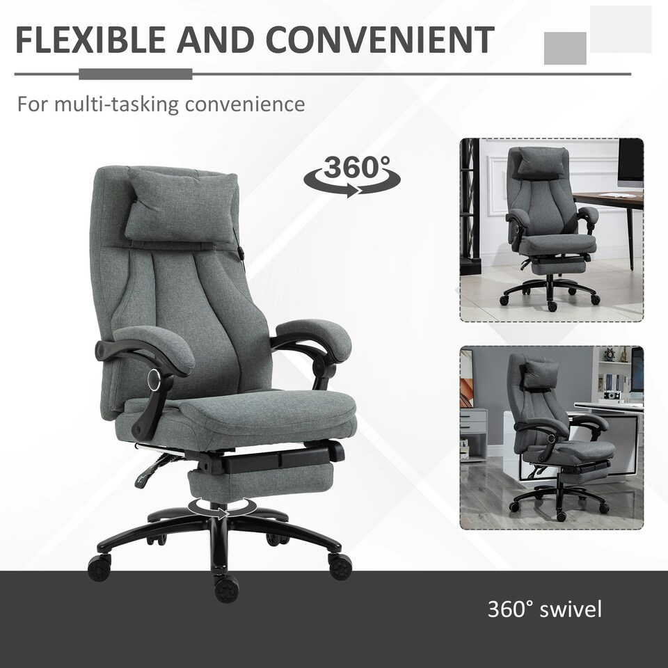 image 1 of Vinsetto Executive Office Chair with Vibration Massage Pillow USB Power Wheels