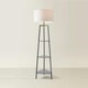 image 3 of ValueLights Hiru Grey 3 Tier Shelf Floor Lamp White Shade & Bulb | Grey