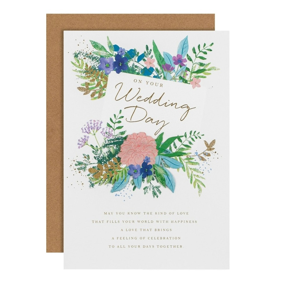 image 1 of Traditional Floral Design with Heartfelt Verse Wedding Congratulations Card