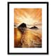 image 1 of Golden Beach Sunrise Coastal Landscape Painting 9x7" Black Framed Wall Art Print