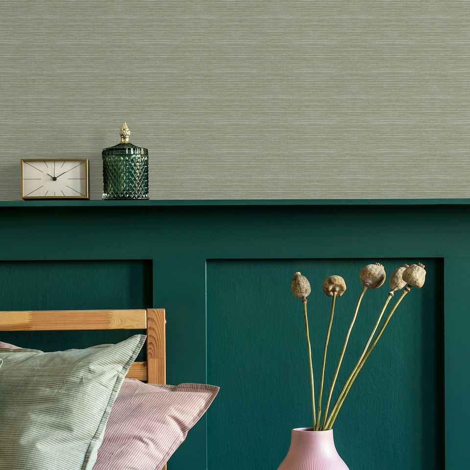 image 1 of Superfresco Easy Emperor Grasscloth Sage Wallpaper Green | Green