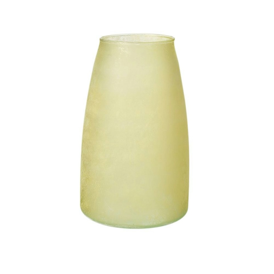 image 1 of Recycled Cloudy Frosted Glass Flower Vase - Citrus Yellow - H26 x W17cm
