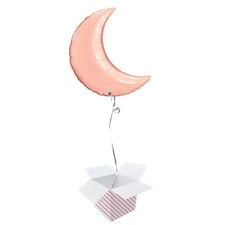 Rose Gold Crescent Moon Helium Foil Giant Qualatex Balloon - Inflated Balloon in a Box