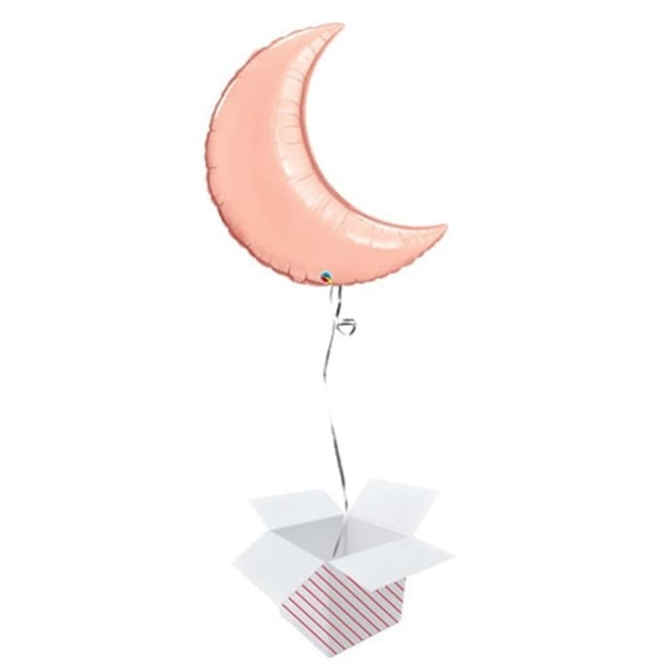 Rose Gold Crescent Moon Helium Foil Giant Qualatex Balloon - Inflated Balloon in a Box