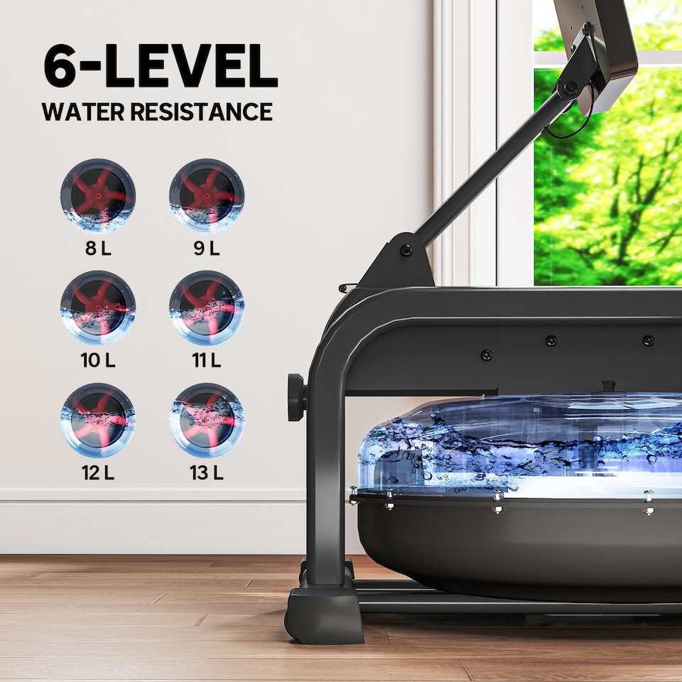 image 1 of SPORTNOW Water Rowing Machine with Adjustable Resistance, Vertical Storage