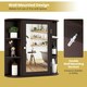 image 7 of COSTWAY Mirrored Bathroom Cabinet Wall Mount Storage Brown Brown
