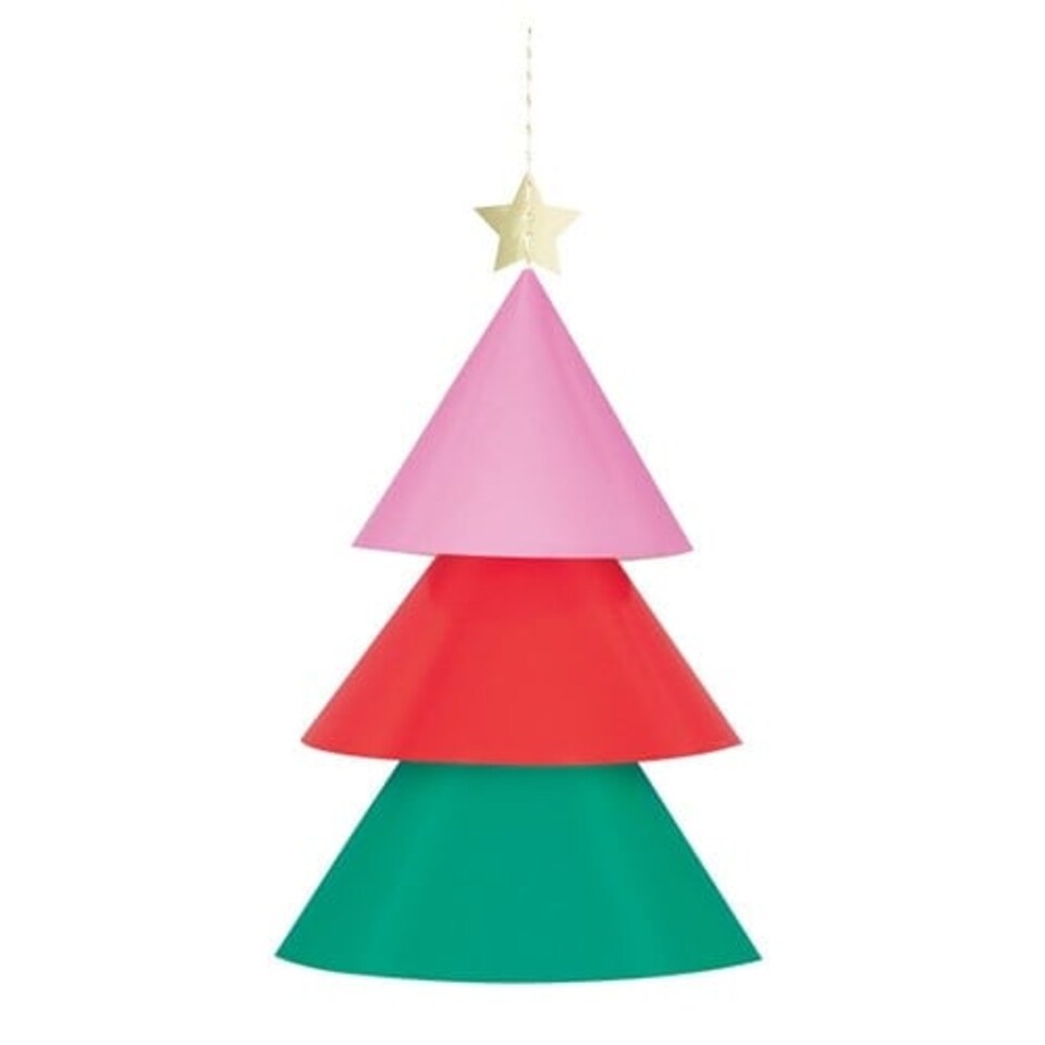 image 1 of Vibrant Christmas Tree Paper Chandelier Hanging Decoration 38cm