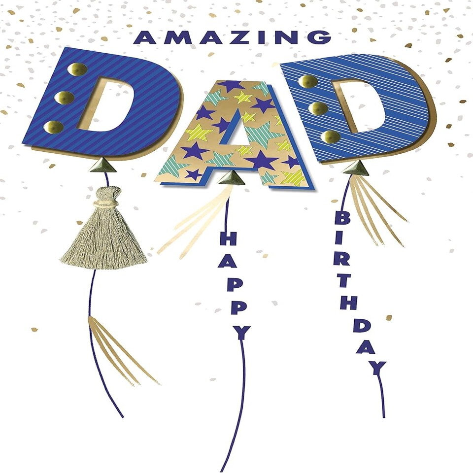 image 1 of Embellished Balloons Amazing Dad Happy Birthday Card