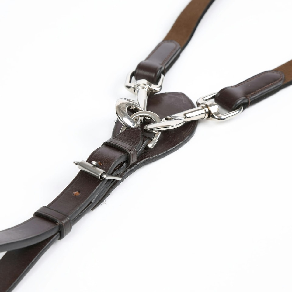 Velociti Gara Elasticated Leather Horse Draw Reins - Havana - One Size
