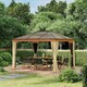 image 2 of Outsunny Hardtop Gazebo Polycarbonate Canopy with Nettings and Sidewalls Khaki