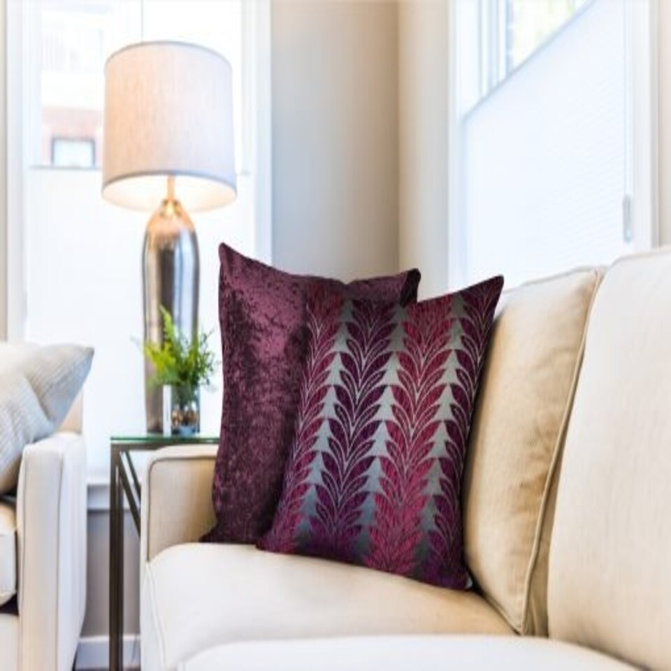 image 1 of Trellis Cushion Cover 43cm x 43cm Plum Purple | Purple