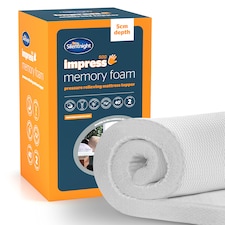Silentnight Impress Memory Foam Mattress Topper, 5cm Thick, Small Double | White | 1