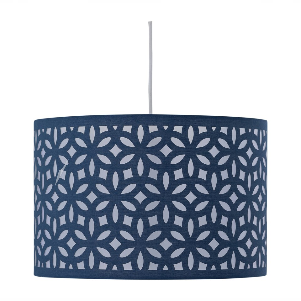 image 1 of Navy Blue Laser Cut 30cm Pendant Lightshade Blue