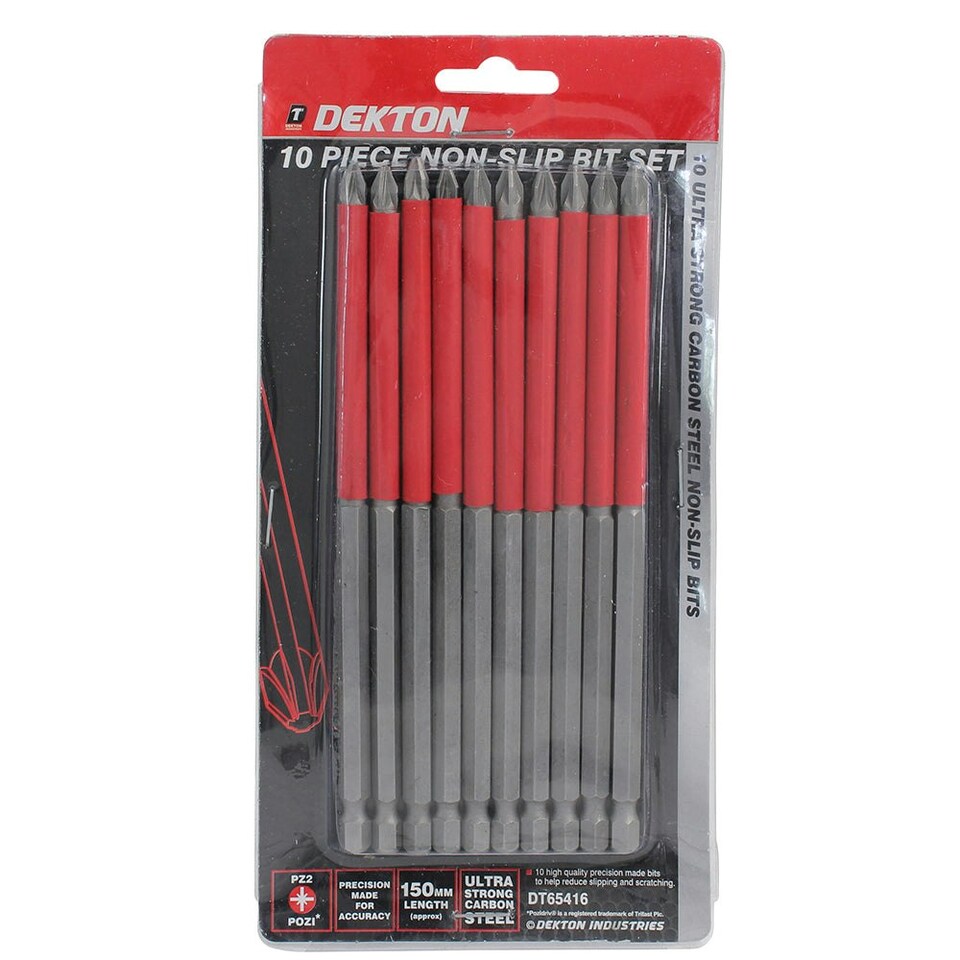 image 1 of Dekton Power Tool Bit Set 10pc Non Slip Pozidrive Pozi Pz2 Screwdriver 150mm