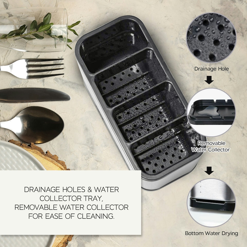 image 1 of Kitchen Utensils Caddy Stainless Steel Cutlery Holder Organizer Dishwasher Safe N/A