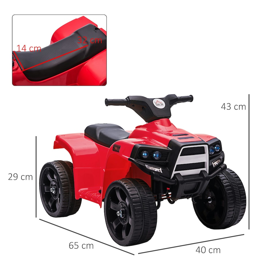 image 1 of HOMCOM 6 V Kids Ride on Cars Electric ATV for 18-36 months Toddlers Black+Red
