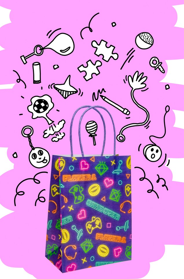 image 1 of Pack of 12 Gamer Design Paper Gift Bags