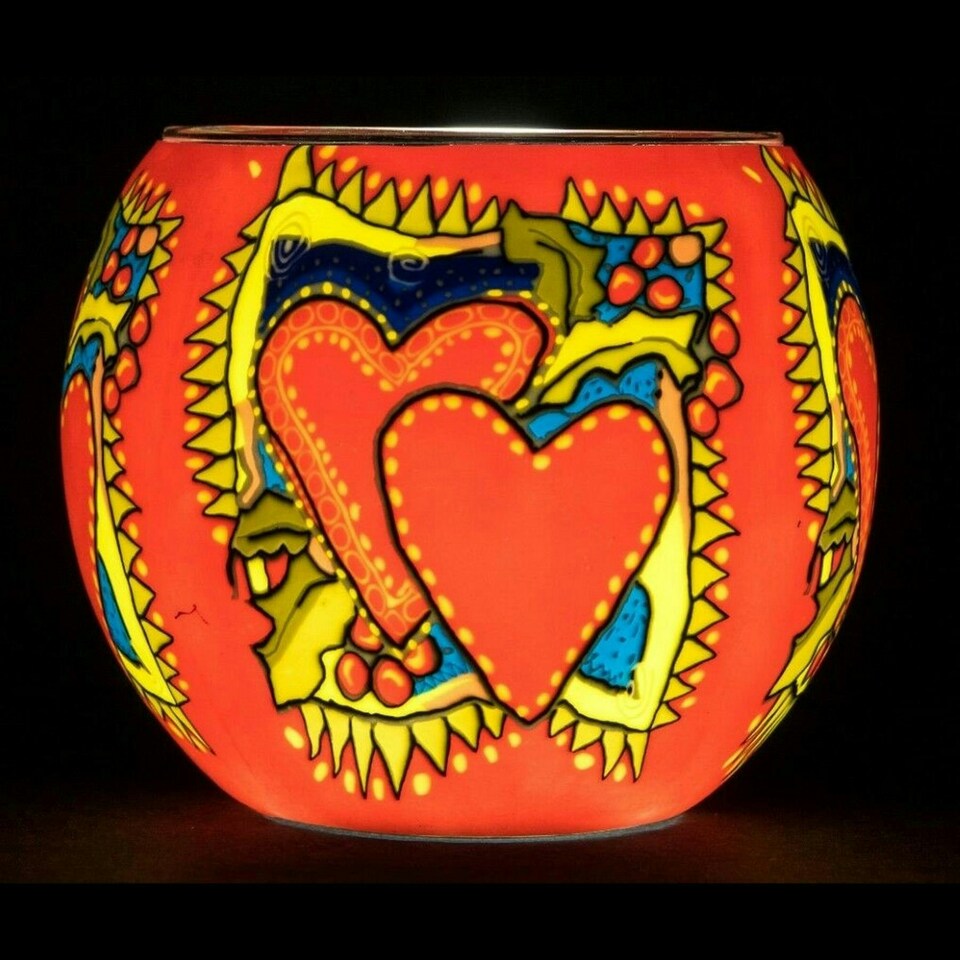 Milford Collection Tealight Holder Glass Nightlight Christmas Hearts