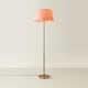 image 3 of ValueLights Modern Floor Lamp In Brushed Chrome Metal Finish With Extra Large Pink Shade