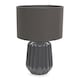 image 4 of ValueLights Zak Charcoal Grey Pleated Textured Ceramic Table Lamp with matching Fabric Lamp Shade