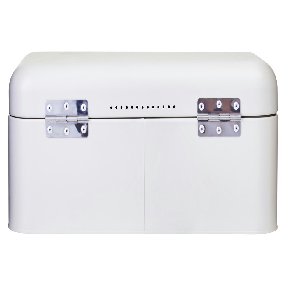 image 1 of Interiors by Premier Matte Cream Bread Bin with Gold Handle, Tin Bread Storage Box for Kitchen, Large Capacity Bread Container White