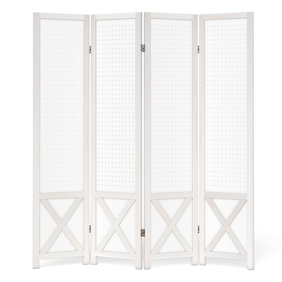 image 1 of COSTWAY 4 Panel 162 x 170cm Folding Room Divider with Pegboard Display