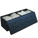 image 1 of COSTWAY Folding Storage Ottoman Bench Tufted Seat Blue Blue