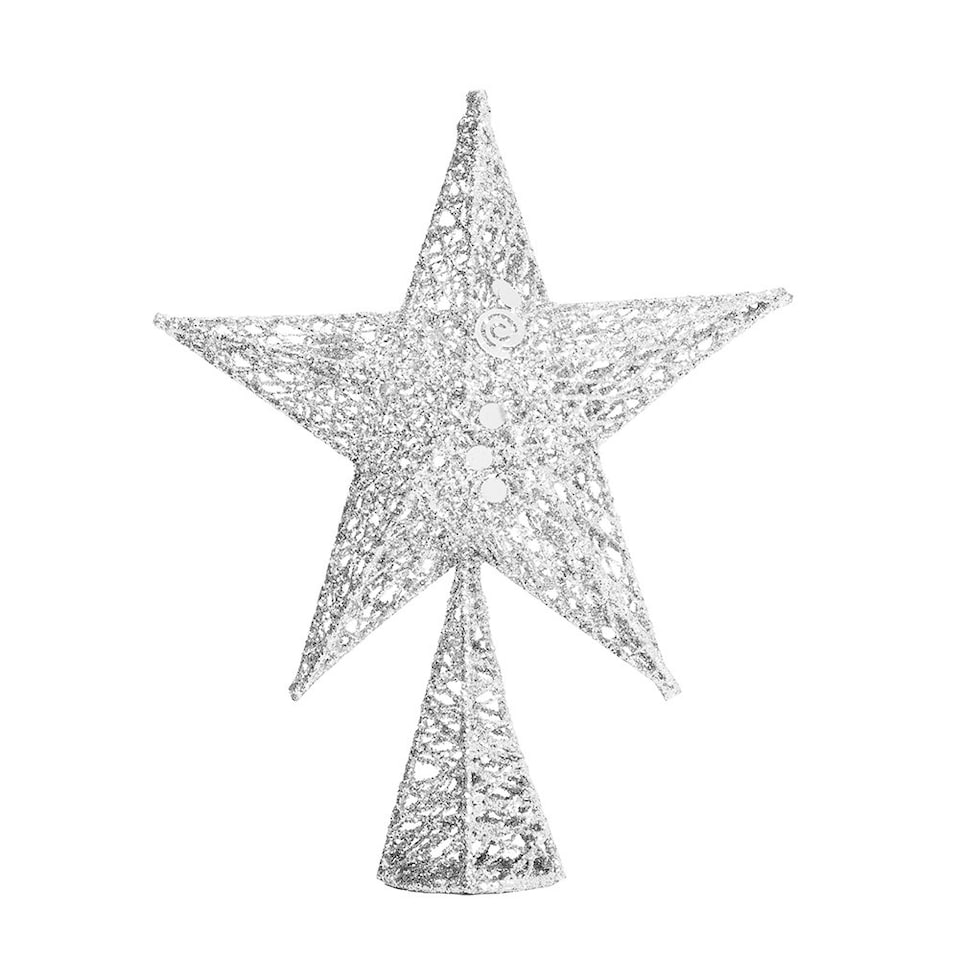 image 1 of Living and Home Wrought Iron Christmas Tree Topper Star Ornament  - Silver 25*35cm