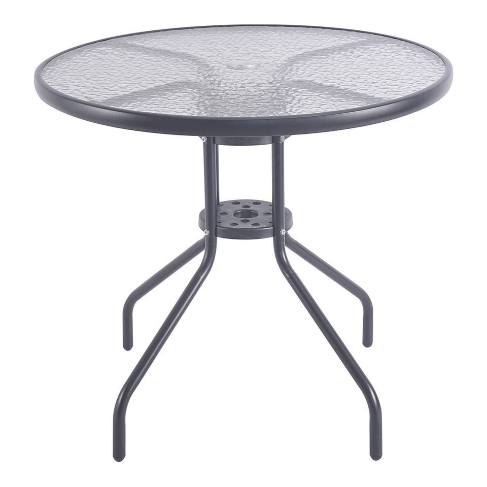 image 1 of 3 Pcs Garden Round Glass Top Table & 2 Chairs Bistro Set