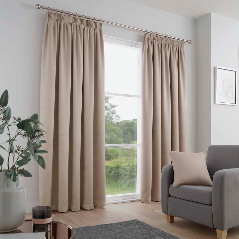 image 1 of Fusion Galaxy Pencil Pleat Curtains Natural