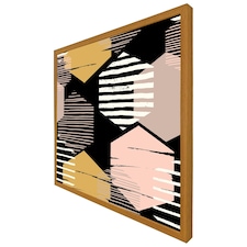 Yellow, white & pink hexagons (Picutre Frame) Brown | Oak | XS