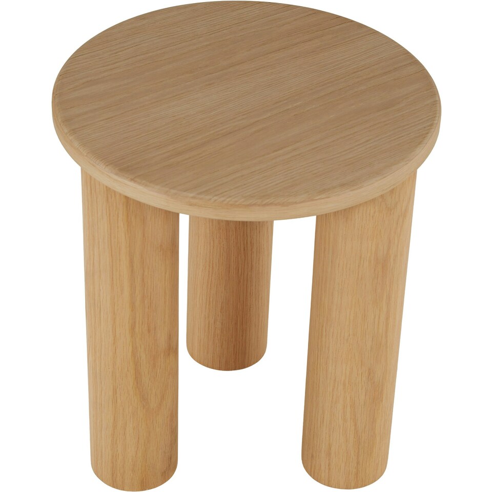 image 1 of Side Table Sisi - round, solid wood legs, rustic look Brown | Light Oak