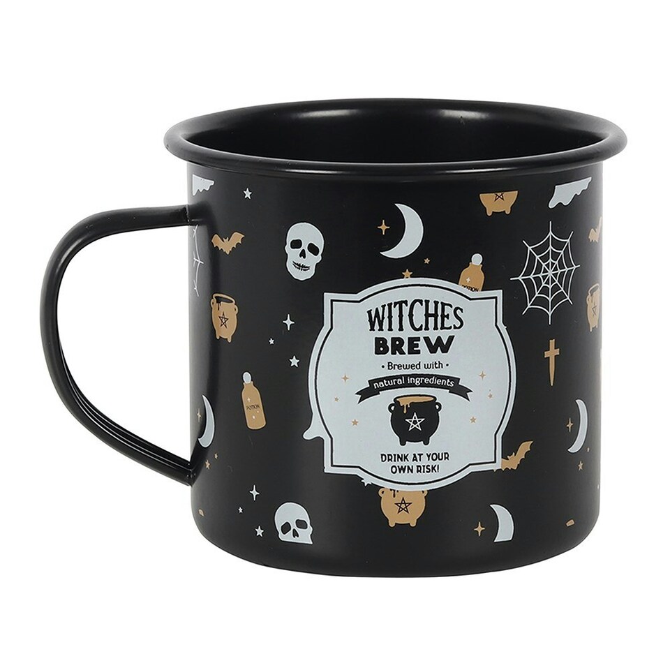 Witches Brew Enamel Mug - Black/White/Brown - One Size