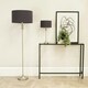 image 1 of ValueLights Maggie Brushed Chrome Silver Candlestick Floor Lamp with Charcoal Fabric Lamp Shade