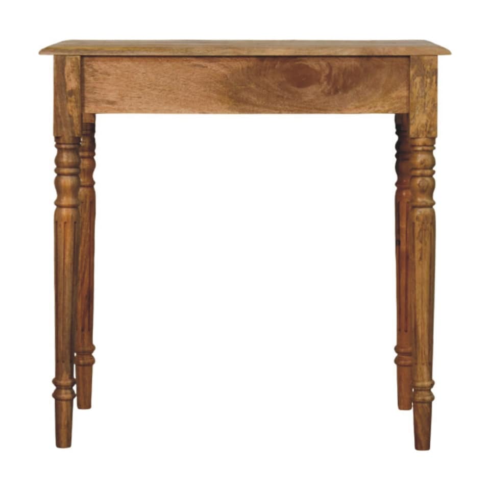 image 1 of Artisan Furniture Solid Wood Oakish Turned Leg Writing Desk