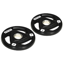 SPORTNOW Two 5kg Olympic Weight Plates for Barbell, with Tri-Grips