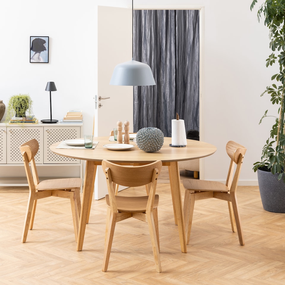 image 1 of Roxby Round Dining Table in Oak 140x76cm